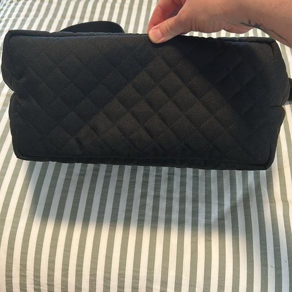 Canvelle Quilted Black Zip Crossbody Tote in Medium - Picture 5 of 12